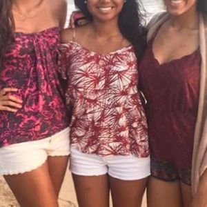 River Island red floral off the shoulder top